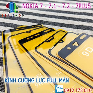 Kính cường lực NOKIA 7 Full màn hình - 9D - CÁC DÒNG - Nokia X7, 7,1 Plus, Nokia 7.2, Nokia 7 Plus