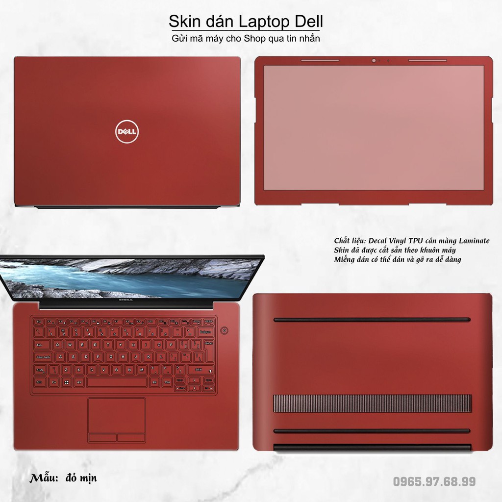 Skin dán Laptop Dell màu Chrome đỏ mịn (inbox mã máy cho Shop)