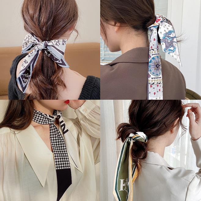 1 Khăn Quàng Cổ Dài 98cm Bằng Lụa In Họa Tiết Thời Trang Cho Nữ