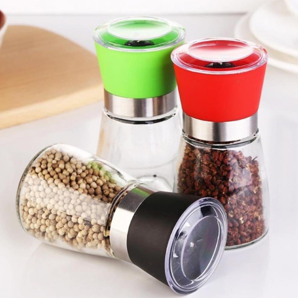 Lọ xay tiêu thủy tinh nắp nhựa cầm tay mini tiện lợi