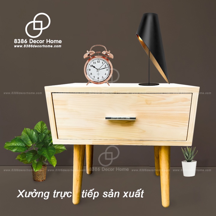 [GIÁ TẠI XƯỞNG]Tủ đầu giường 1 ngăn gỗ thông ghép tự nhiên cao cấp, Tab đầu giường phong cách Bắc Âu hiện đại sang trọng
