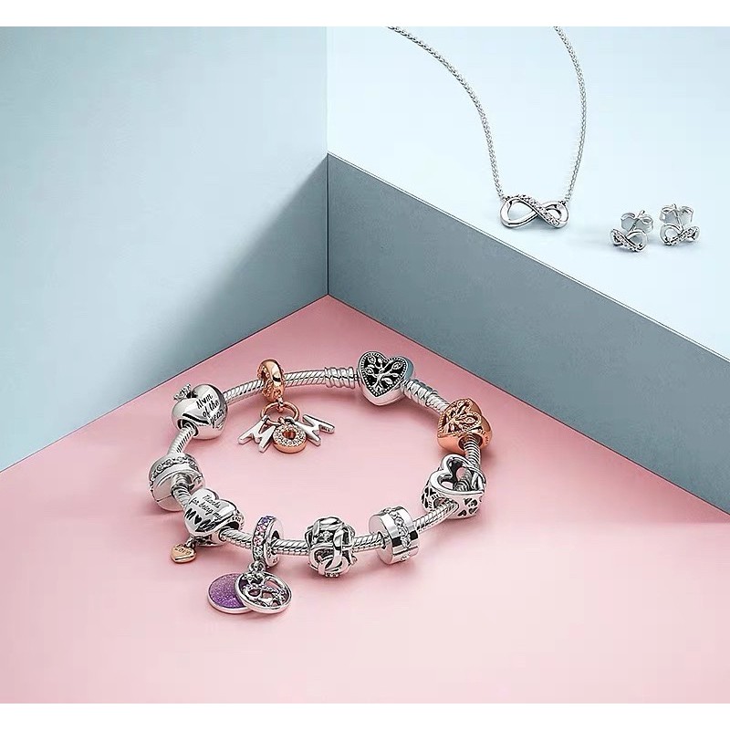 charm pan treo ngôi sao tim bạc s925 cao cấp