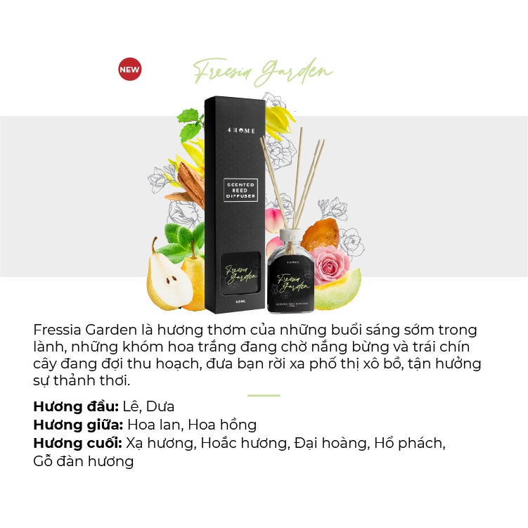 Tinh dầu tán hương 4Home từ Yankee Candle - Freesia Garden (50ml)