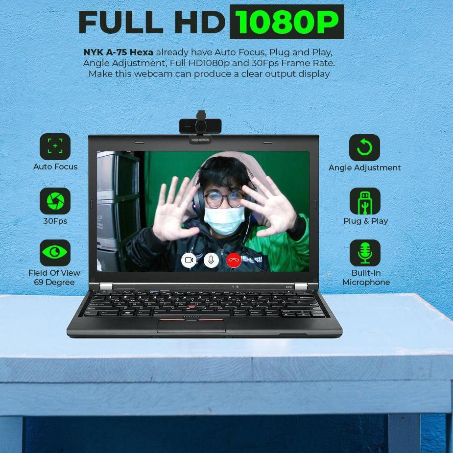 Webcam Nyk NEMESIS A75 HEXA 1080P