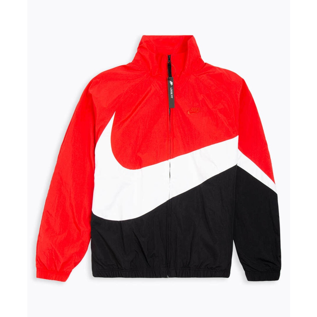 Áo khoác nam nữ N-i-k-e Big Swoosh Woven Jacket ; Áo thể thao dù chống nắng, chống thấm nước - Đỏ / Đen / Trắng