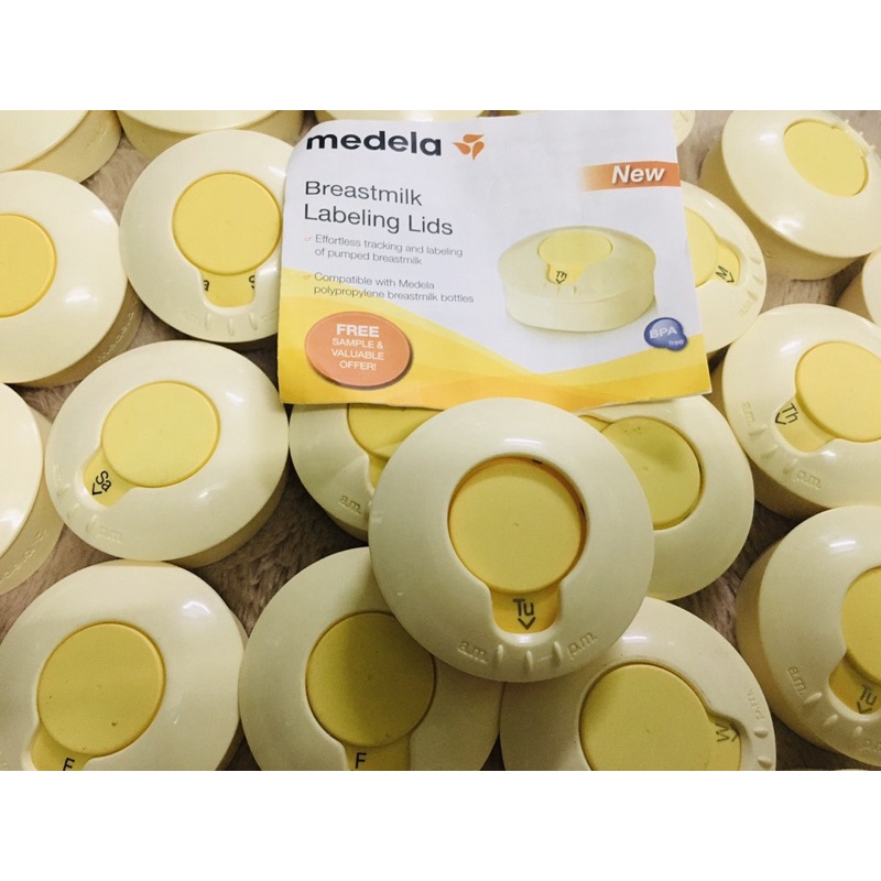NẮP BÌNH SỮA 2 lớp cho bình cổ hẹp Medela [ Nắp bình trữ sữa hiển thị thứ ngày tháng ] hàng chính hãng