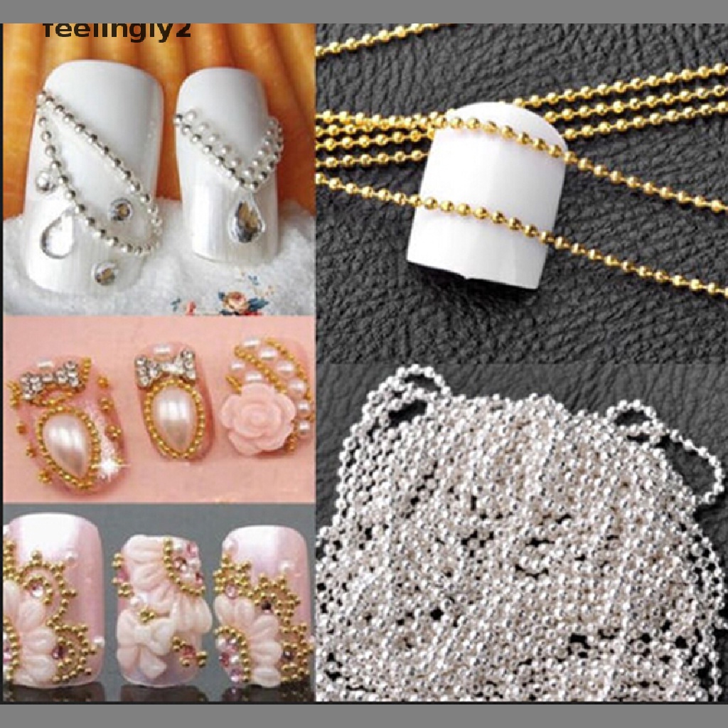 [Hàng mới về] Chuỗi hạt bi kim loại 3D lấp lánh dán trang trí đầu móng tay