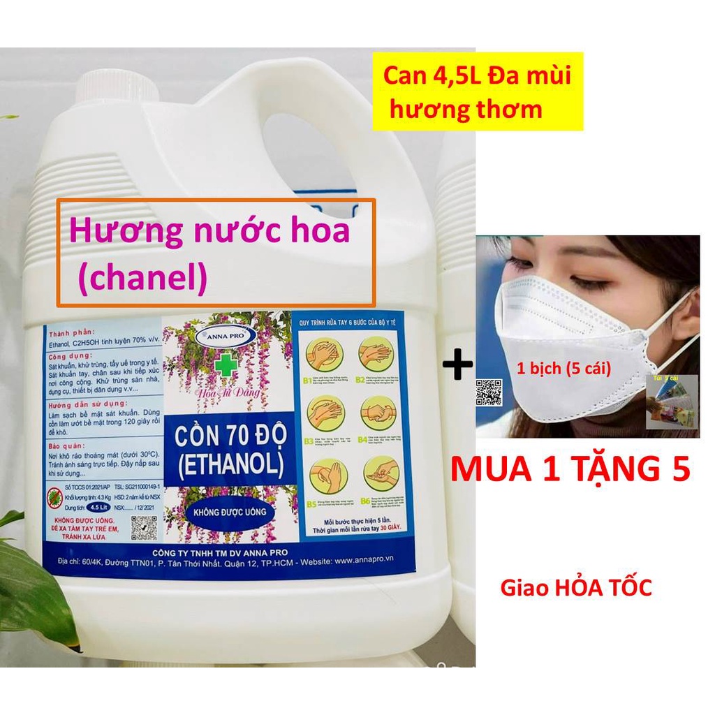 can Cồn y tế 70 độ / ANA PRO 4,5 lít/ rửa tay Sát khuẩn