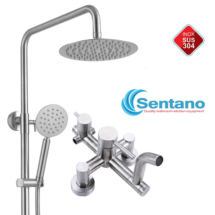 Sen Cây Tắm Nóng Lạnh cao cấp STN-102 INOX 304 tròn cân đối