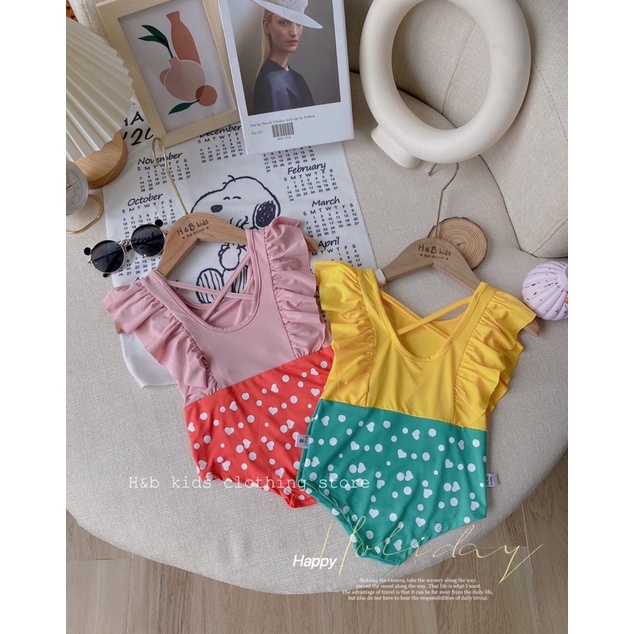 Bikini, bộ đồ bơi liền thân chấm bi cho bé gái
