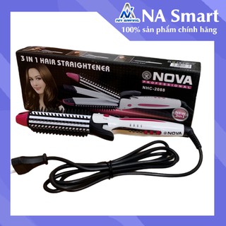 Lược điện đa năng 3in1 nova có chỉnh nhiệt tạo kiểu uốn ,duỗi ,dập chuyên nghiệp nhc-2088 bản to
