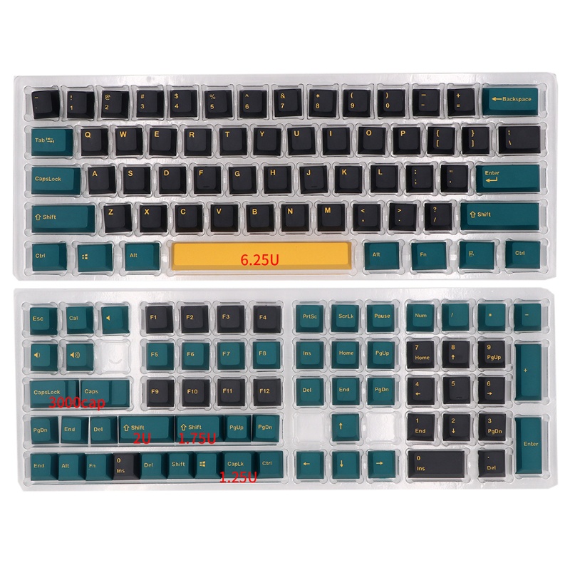 Set 126 keycap PBT màu xanh lá cây cho bàn phím cơ 61 / 64 / 68 / 84 / 87 / 96 / 98 / 104