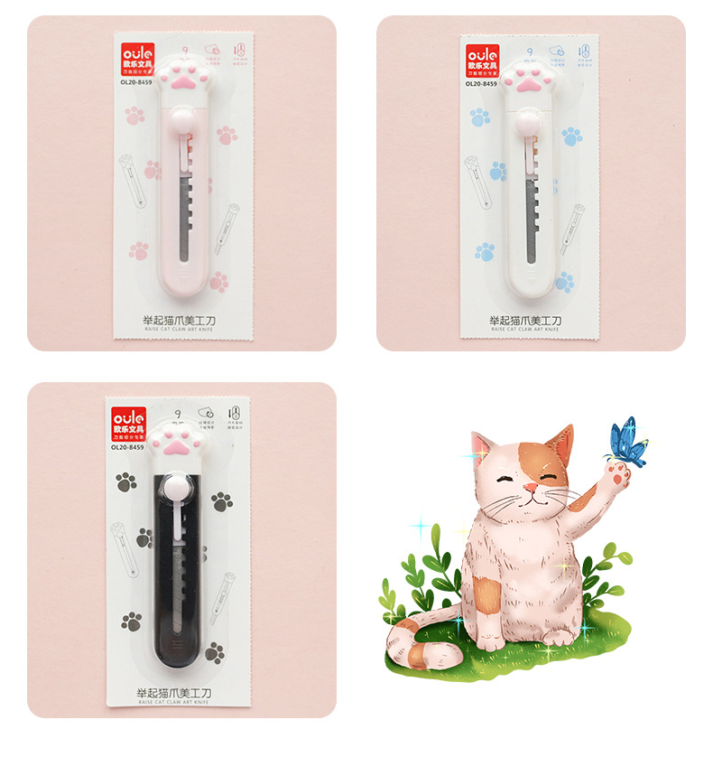 Dao cắt giấy mini hình móng vuốt mèo dễ thương tiện dụng cho học sinh