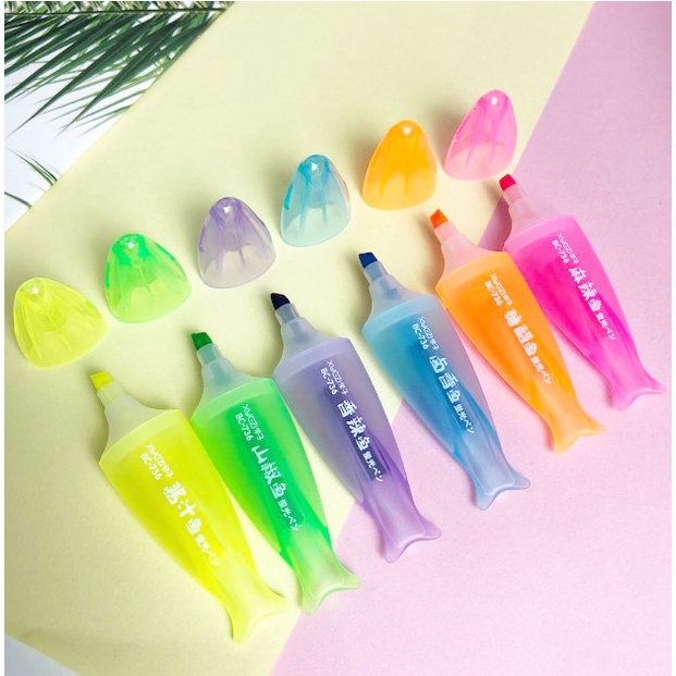 Set 6 bút dạ quang hình dễ thương, bút đánh dấu bài tô đậm chữ viết