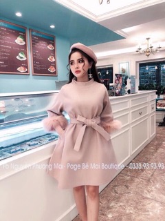 Váy dạ tay lông (kèm ảnh thật )