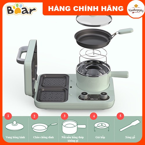 [Bảo hành 6 tháng] Bếp điện đa năng Bear chính hãng 3 trong 1 nướng, chiên, hấp