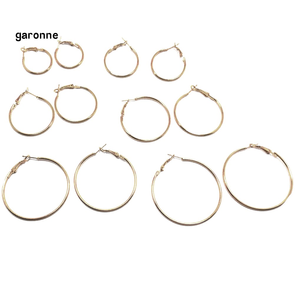 GA_6 Pairs Fashion Circle Hoop Dangle Earrings Women Celebrity Eardrop Jewelry Gift