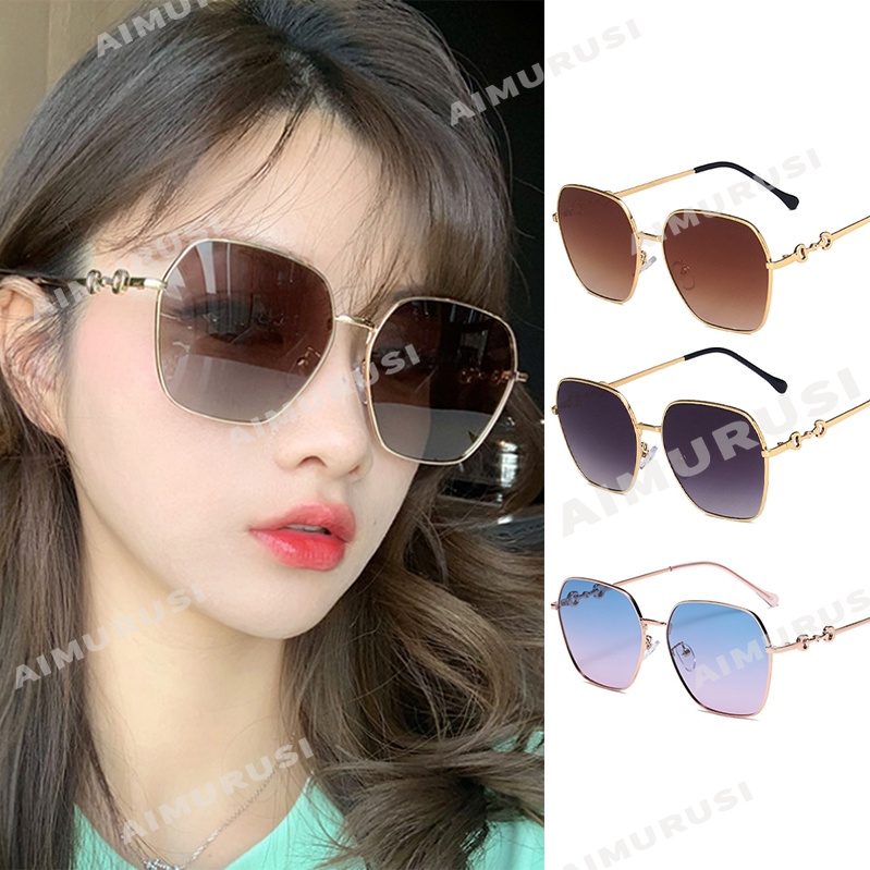 Kính mát thời trang khung kim loại màu gradient phong cách Hàn Quốc