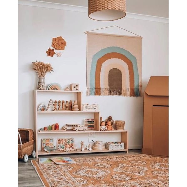 Kệ tủ đựng đồ chơi, sách vở cho bé bằng gỗ thông tự nhiên/ Giá sách Montessori bậc thang dạng lắp ráp [Giá Gốc] | BigBuy360 - bigbuy360.vn