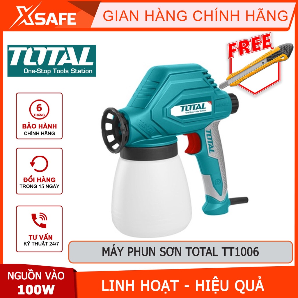 Máy phun sơn TOTAL TT1006 Súng phun sơn điện thế 220-240V, nhựa cao cấp khả năng cách điện cao, đảm bảo an toàn