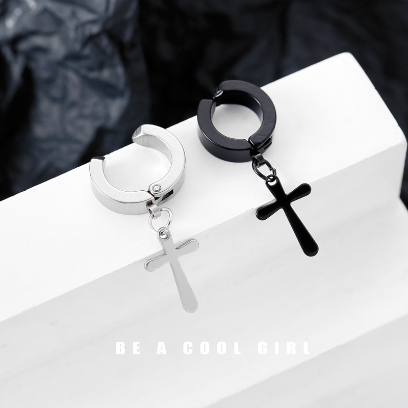 Khuyên Tai Dạng Kẹp Không Cần Xỏ Lỗ Hình Thánh Giá Thời Trang 19B176