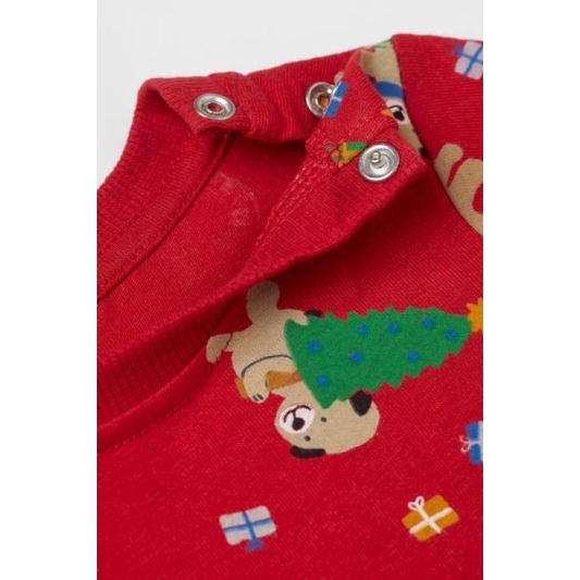 Set bộ bé trai dài tay ấm áp họa tiết Noel màu đỏ săn sale US sz 6-9m