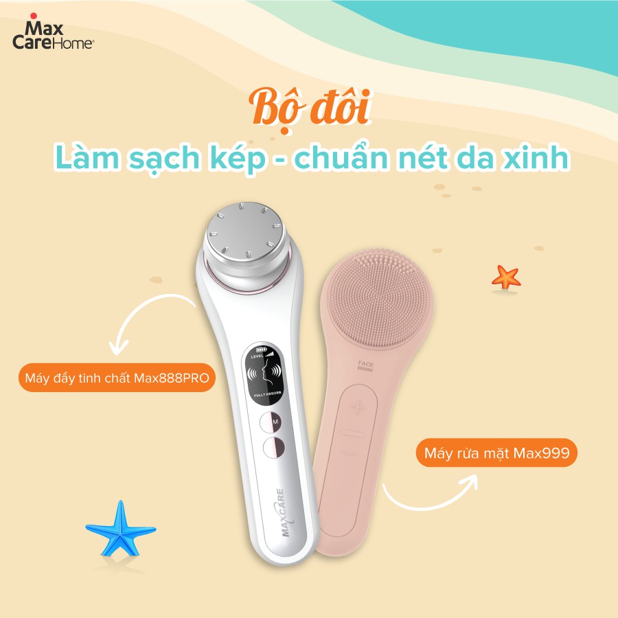 [Combo giảm 320K] Máy đẩy tinh chất ion nóng lạnh Max888PRO/Max888 + Máy rửa mặt Maxcare Max999 (Ưu đãi tháng 3)