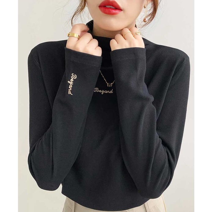 Áo thun tay dài cổ cao thiết kế đơn giản 46599