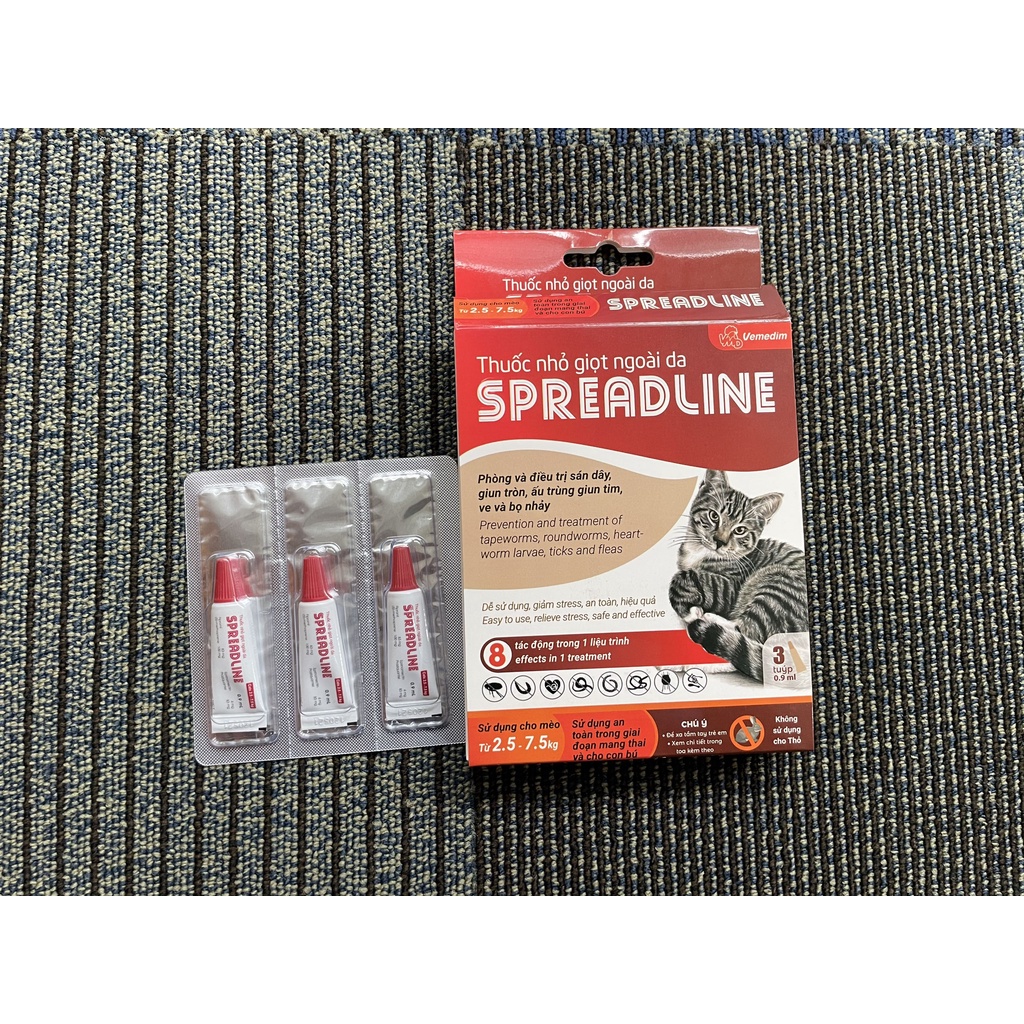 Vemedim Spread Line - Nhỏ Gáy Ngoài Da Trị Rận Tai Ve Bọ Chét Giun Sán Cho Mèo - Spreadline