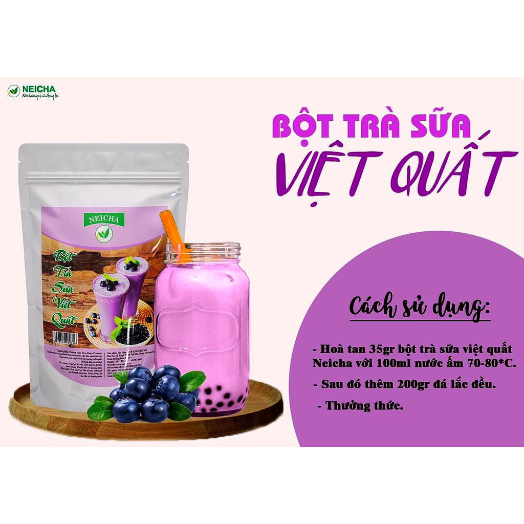 Bột trà sữa việt quất pha sẵn tiện lợi gói 200g