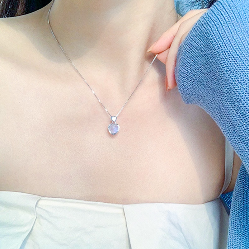 Vòng cổ/Vòng Tay Mặt Hình Trái Tim Đính Đá Mặt Trăng Kiểu Hàn Quốc Đơn Giản Xinh Xắn