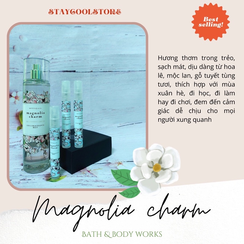 Magnolia charm- Xịt thơm body mist Bath & Body Works mẫu nhỏ gọn