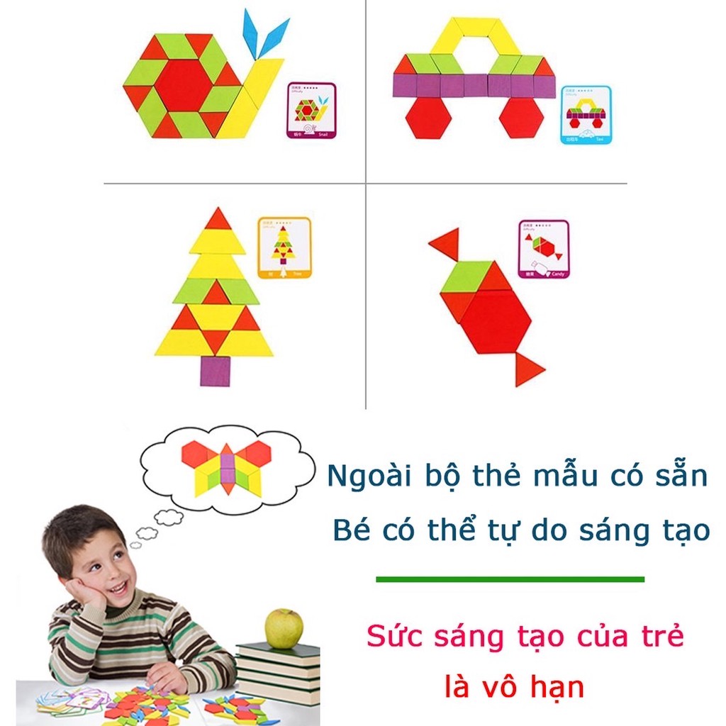 Ghép Hình Sáng Tạo - Pattern Blocks (155 chi tiết)