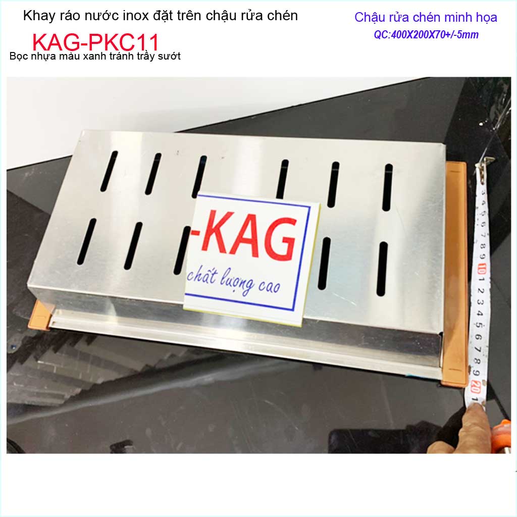 Khay ráo nước chậu rửa chén KAG-PCK11 inox 304, rổ ráo chậu chén inox dập Thái lan 40xm x20cm thiết kế sang trọng tiện d