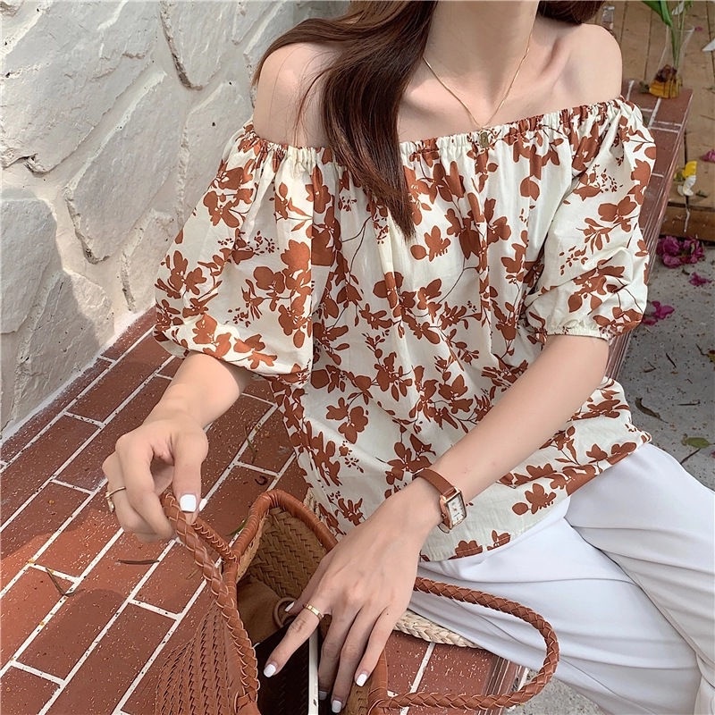 Áo Trễ Vai In Hoa Thời Trang Mùa Hè Phong Cách Phương Tây Cho Nữ