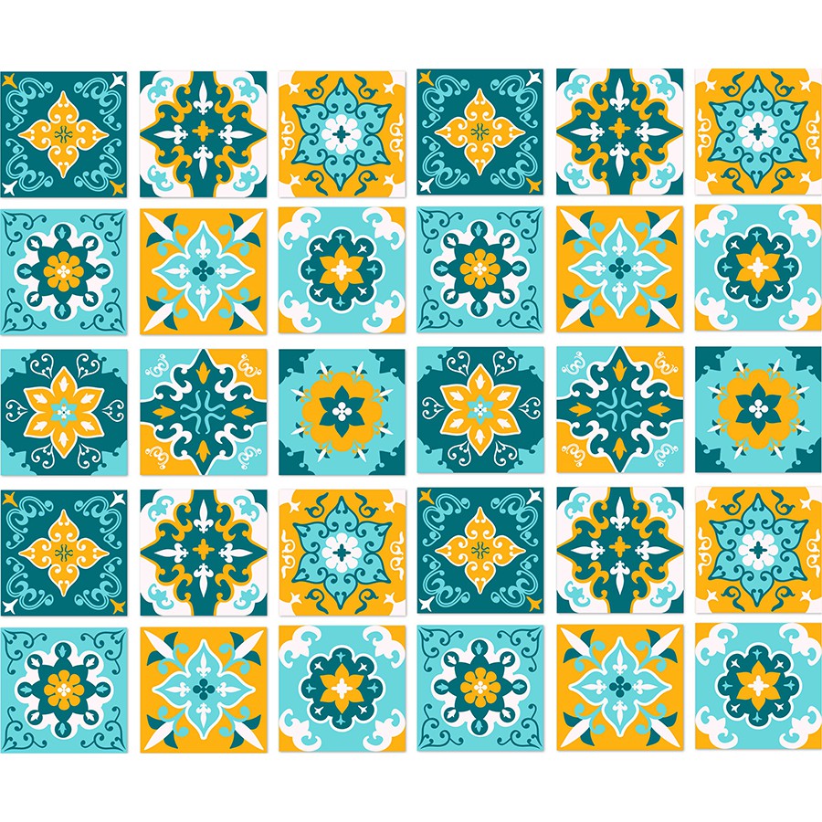 Decal Gạch Bông H39 - Set 30 ô 20x20cm - Decal Dán tường, Dán bếp, Trang trí nhà cửa - Viet Decor