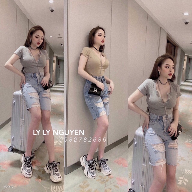 ☀️ Quần Jeans Ngố Nữ Rách Kiểu