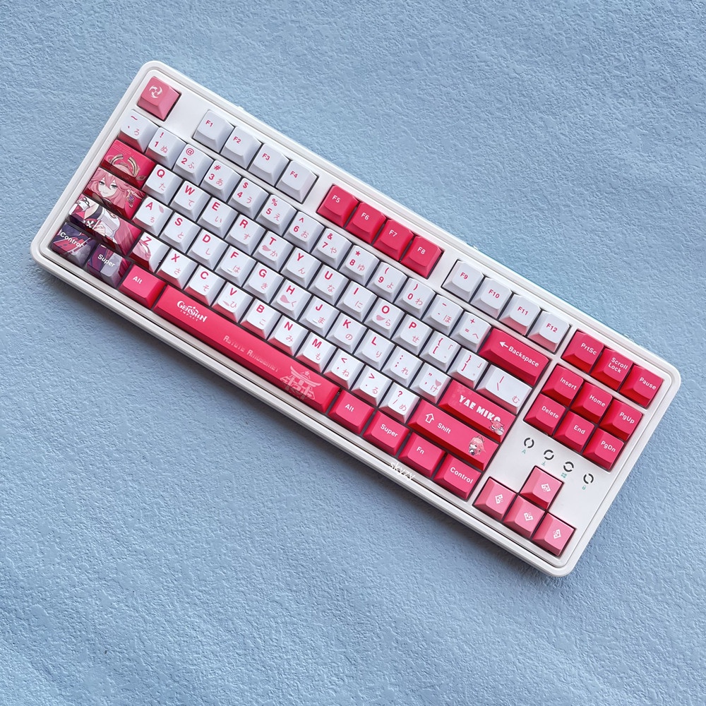 133 Phím Yae Miko Keycaps Cherry Profile Genshin Impact Anime PBT DYE SUB Bàn phím cơ Keycap