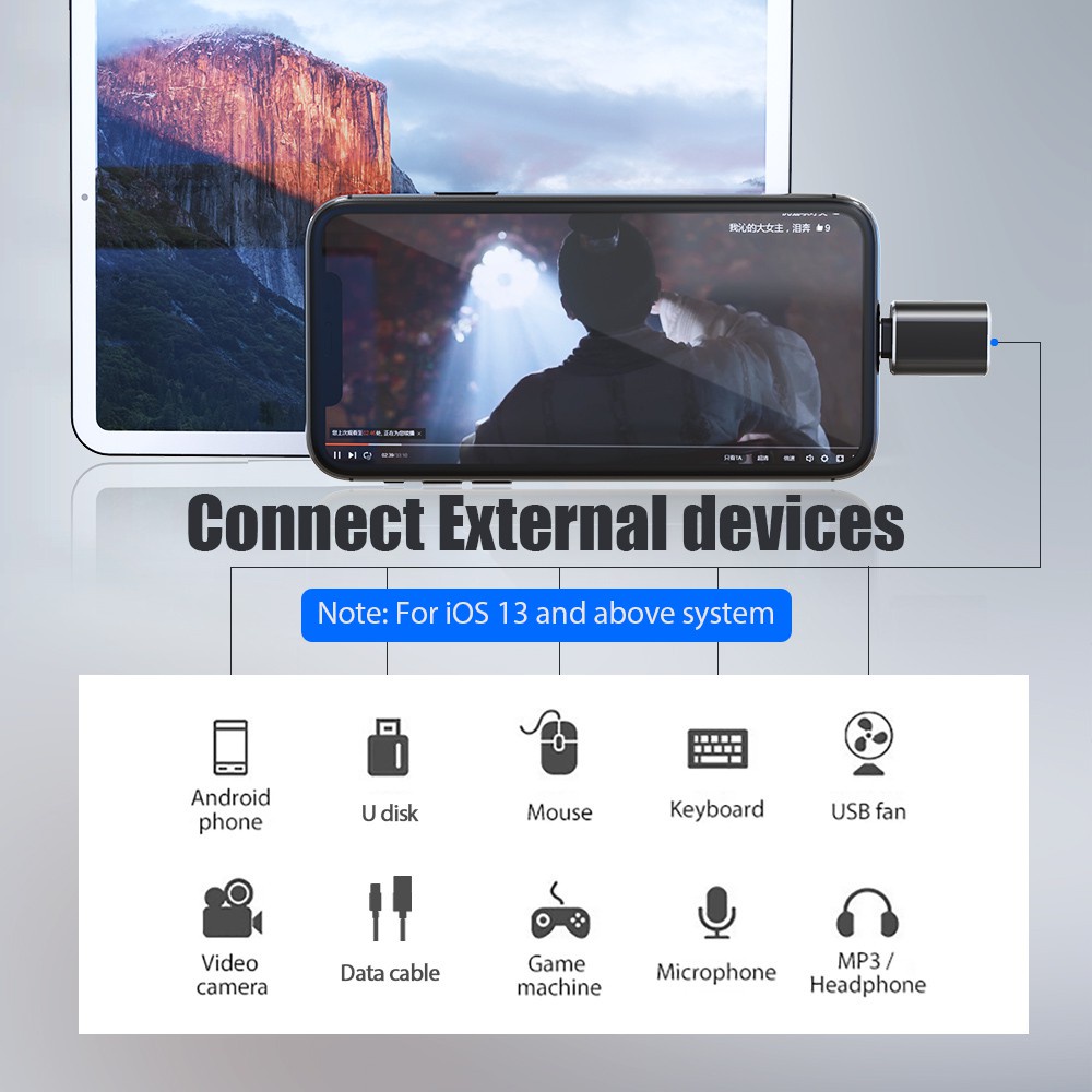Đầu chuyển đổi OTG sang USB 3.0 cho tablet táo/táo 7 8 X Xr 11 12 Pro Xs Max 13