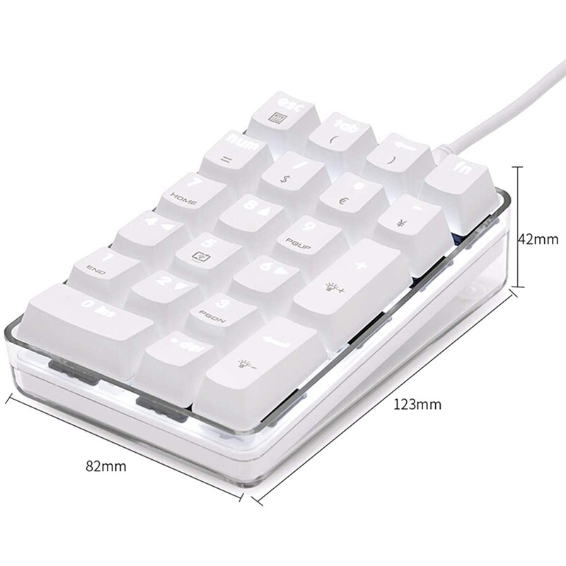 Bàn Phím Số Mini 21 Phím Màu Nâu Trong Suốt Có Dây Tiện Dụng