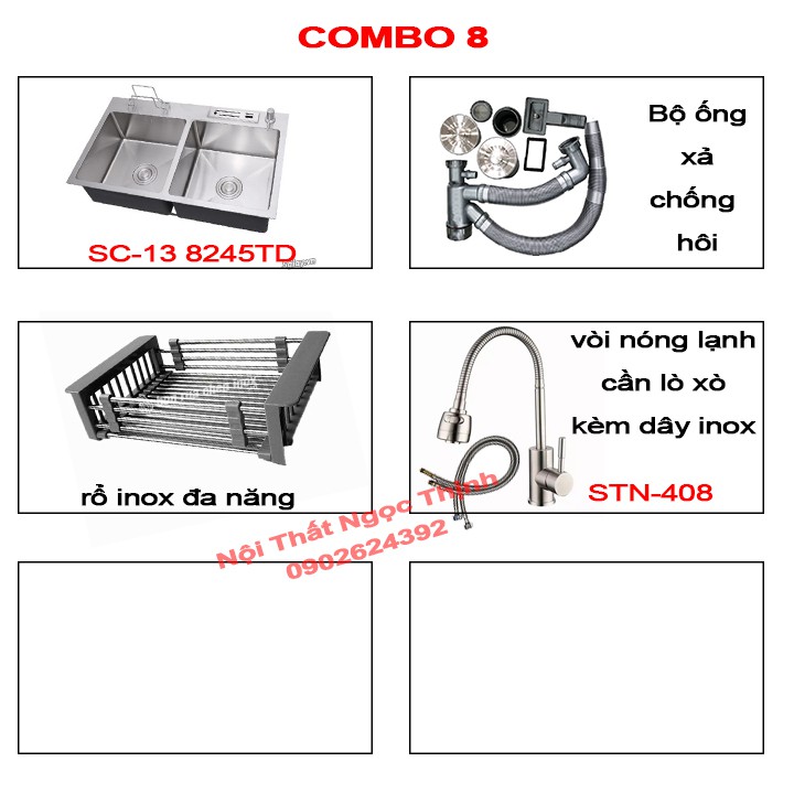 Chậu rửa chén bát đa năng inox sus 304 SENTANO SC-13 8245TD có gác thớt, khay cài dao kéo