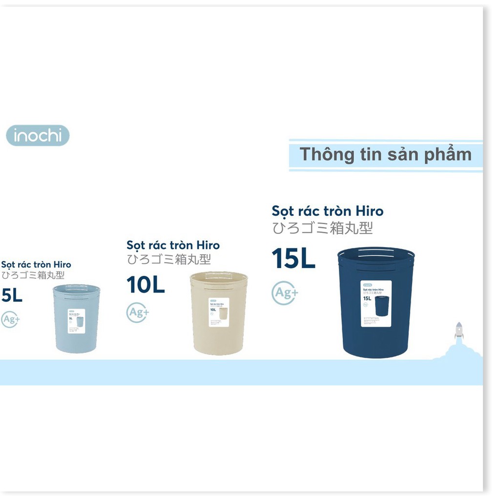 Sọt Rác Mini Nhựa Tròn Inochi 5/10/15 Lít Màu Rất Đẹp Làm Sọt Rác Văn Phòng, Khách Sạn SR05L