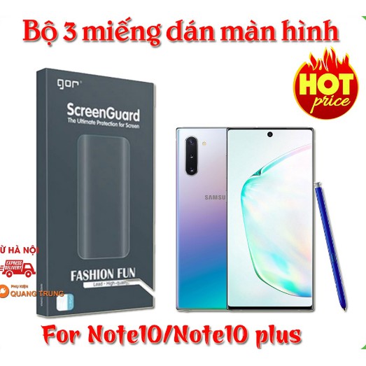 Bộ 3 miếng dán dẻo Gor dành cho galaxy Note10/ Note10 Plus Full màn hình ( 2 mặt trước+ 1 mặt sau)