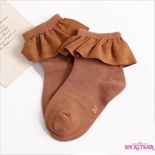 Vớ cotton phối ren chống trượt cho bé gái