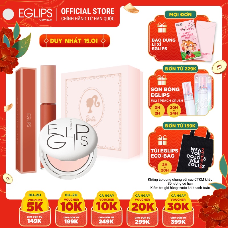 Goodbye Oily Combo - 1 Phấn phủ Oil Cut Powder Pact 8g + 1 Son Velvet Fit Tint version 1 5g + Hộp Eglips 7g