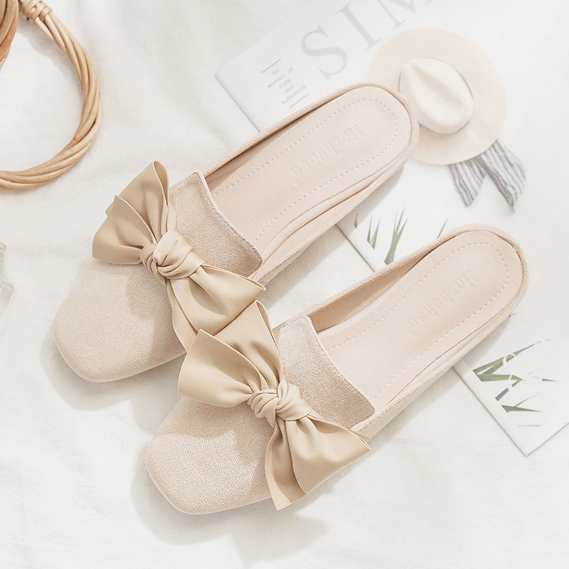 Big Size 35-43 Dép sục nữ XIELUAIZTA mũi nhọn hở gót cao 1cm nhiều màu