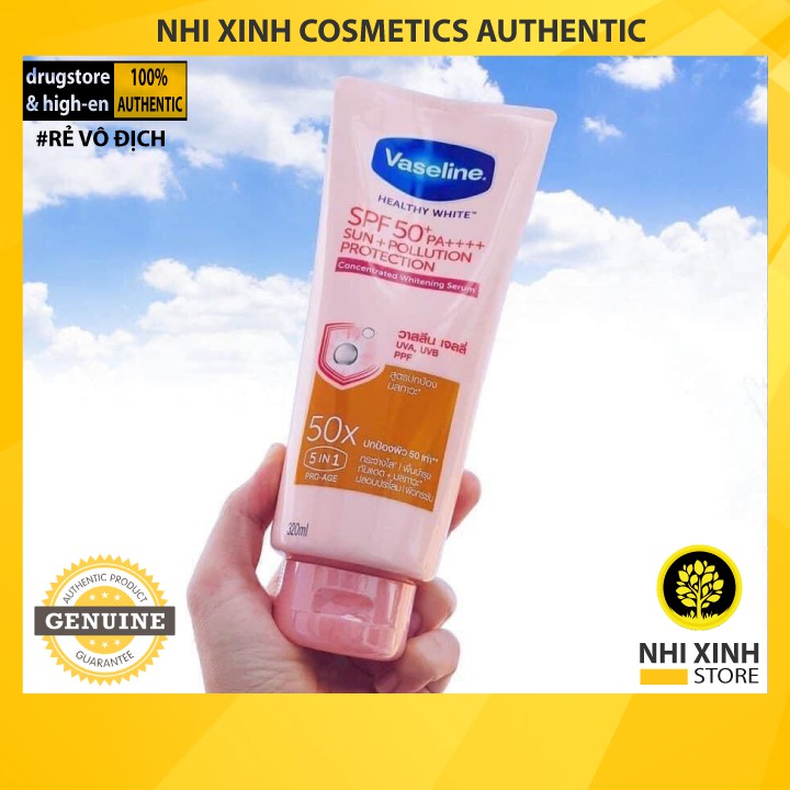 Dưỡng Thể Trắng Da, Chống Nắng Vaseline 50X 5in1 SPF50+/PA++++ 320ml