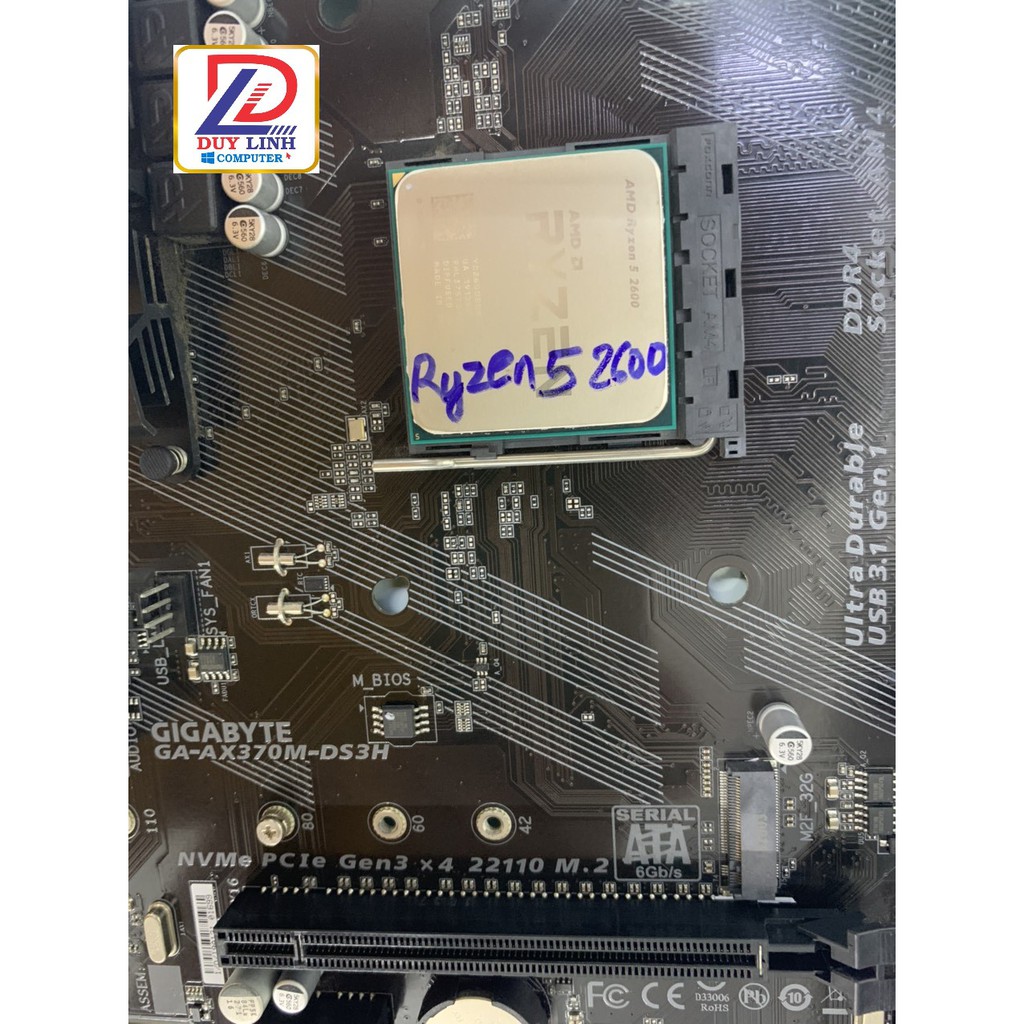 Combo Main GIGABYTE GA-AX370M-DS3H  vs CPU AMD RYZEN 5 2600 còn bảo hành hãng 08/2022