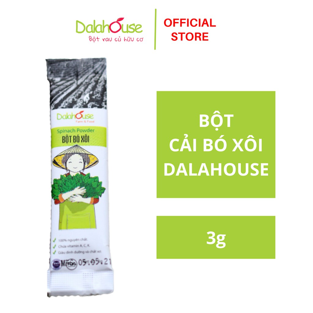 Bột Cải Bó Xôi Hữu Cơ Dalahouse 3g - Bột Bó Xôi / Bột Rau Bina / Bột Rau Chân Vịt