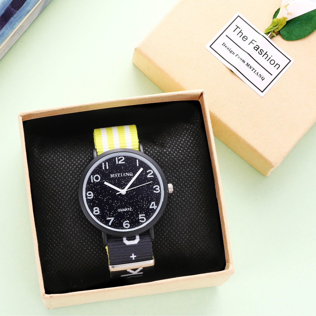 Đồng hồ nam nữ Mstianq MS27 dây dù cực bền, mặt số kim tuyến cực đẹp | BigBuy360 - bigbuy360.vn